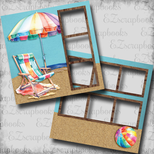 Umbrella Beach Chair - EZ Digital Scrapbook Pages - INSTANT DOWNLOAD