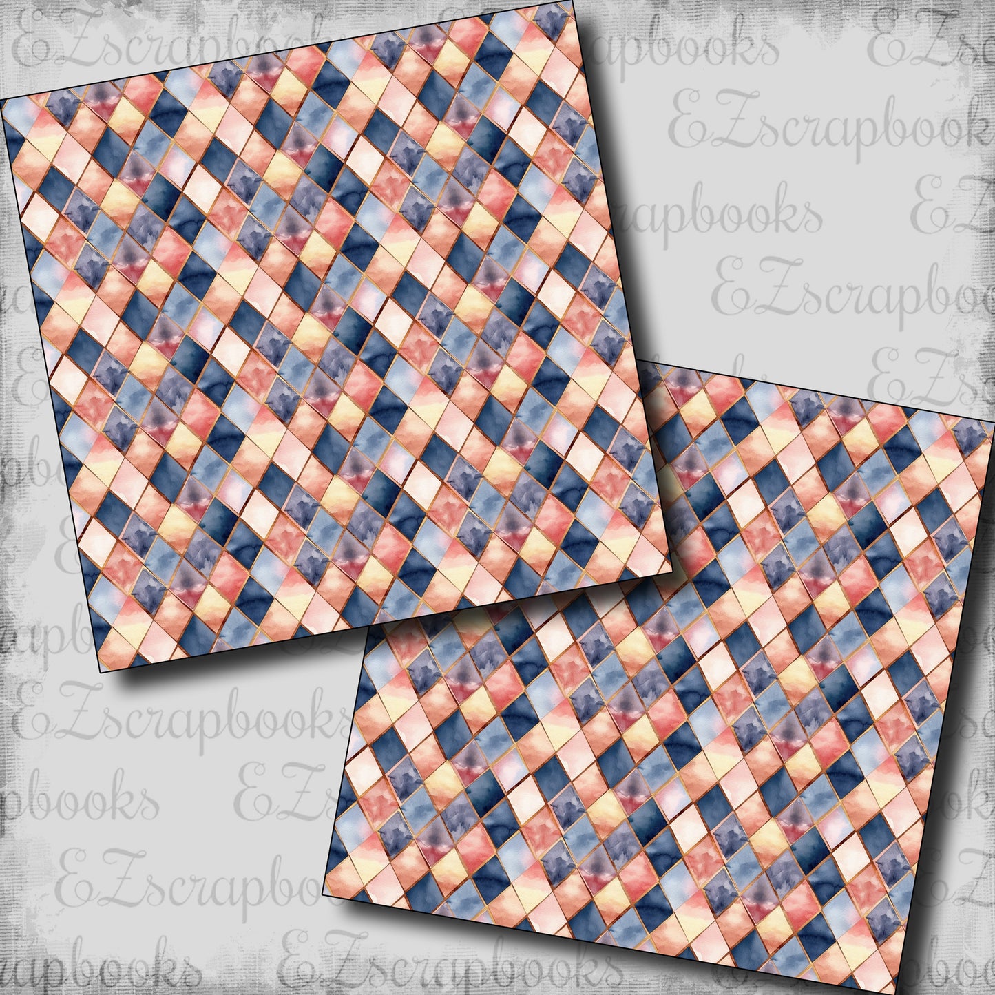 Pink Navy Birthday Diamonds - Scrapbook Papers - 24-117