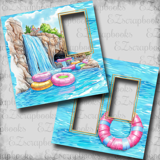 Waterpark Waterfall - EZ Digital Scrapbook Pages - INSTANT DOWNLOAD