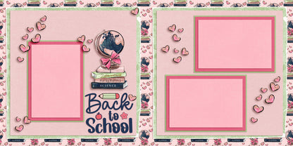 Back to School Pink - Set of 5 Double Page Scrapbook Layouts - 1998