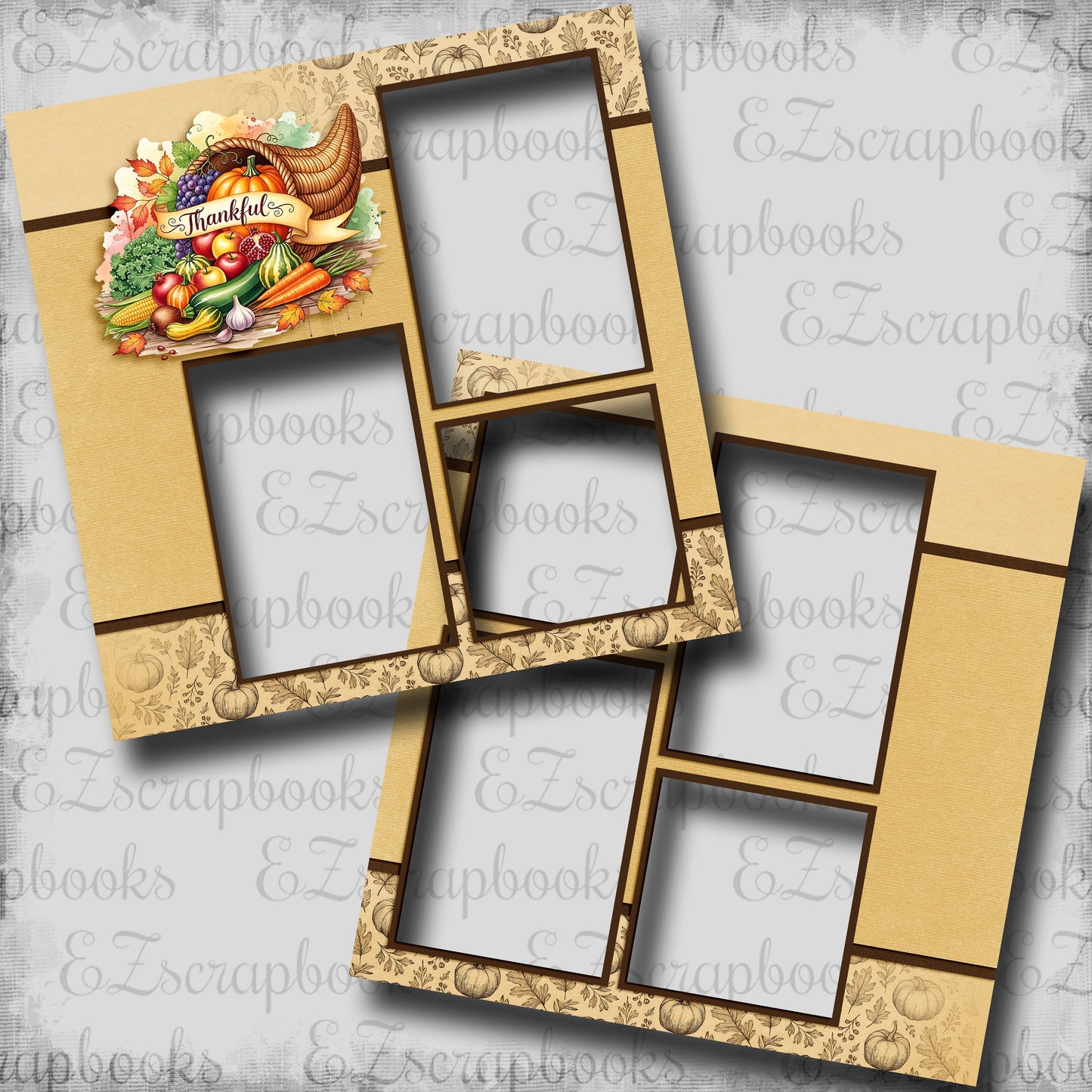 Thankful Bounty - Thanksgiving - EZ Digital Scrapbook Pages - INSTANT DOWNLOAD