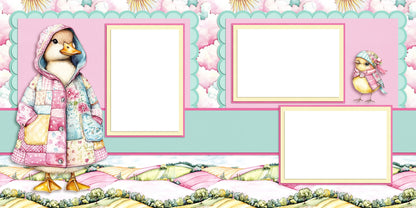 Patchwork Spring Duck - EZ Digital Scrapbook Pages - INSTANT DOWNLOAD
