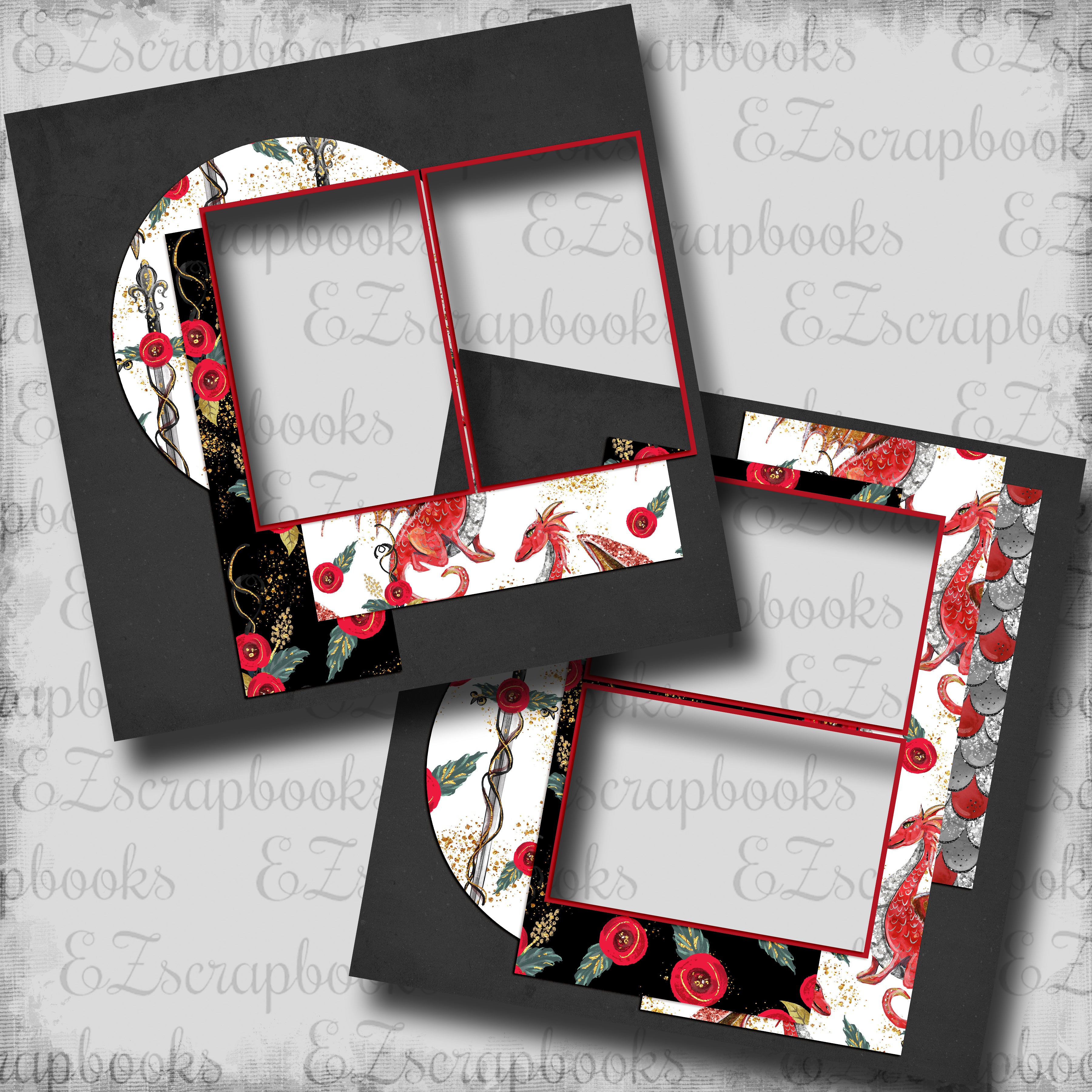 Red Dragon Scales - EZ Digital Scrapbook Pages - INSTANT DOWNLOAD ...