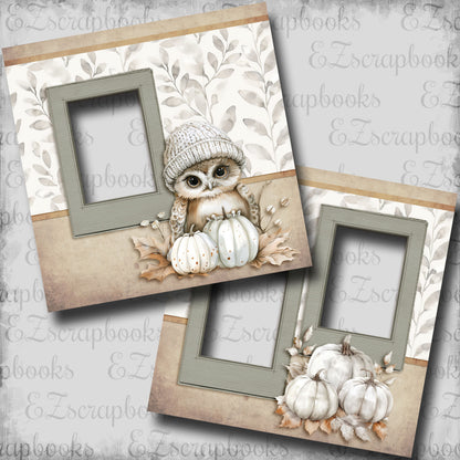 Cool Autumn Owl - EZ Digital Scrapbook Pages - INSTANT DOWNLOAD