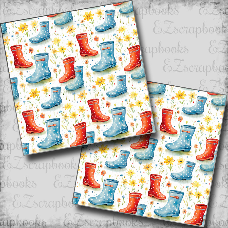 April Showers Rainboots - Scrapbook Papers - 24-334