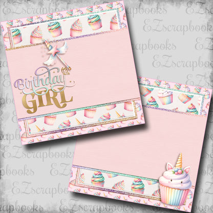 Birthday Girl Unicorn Cupcake NPM - Scrapbook Layout - 25-635