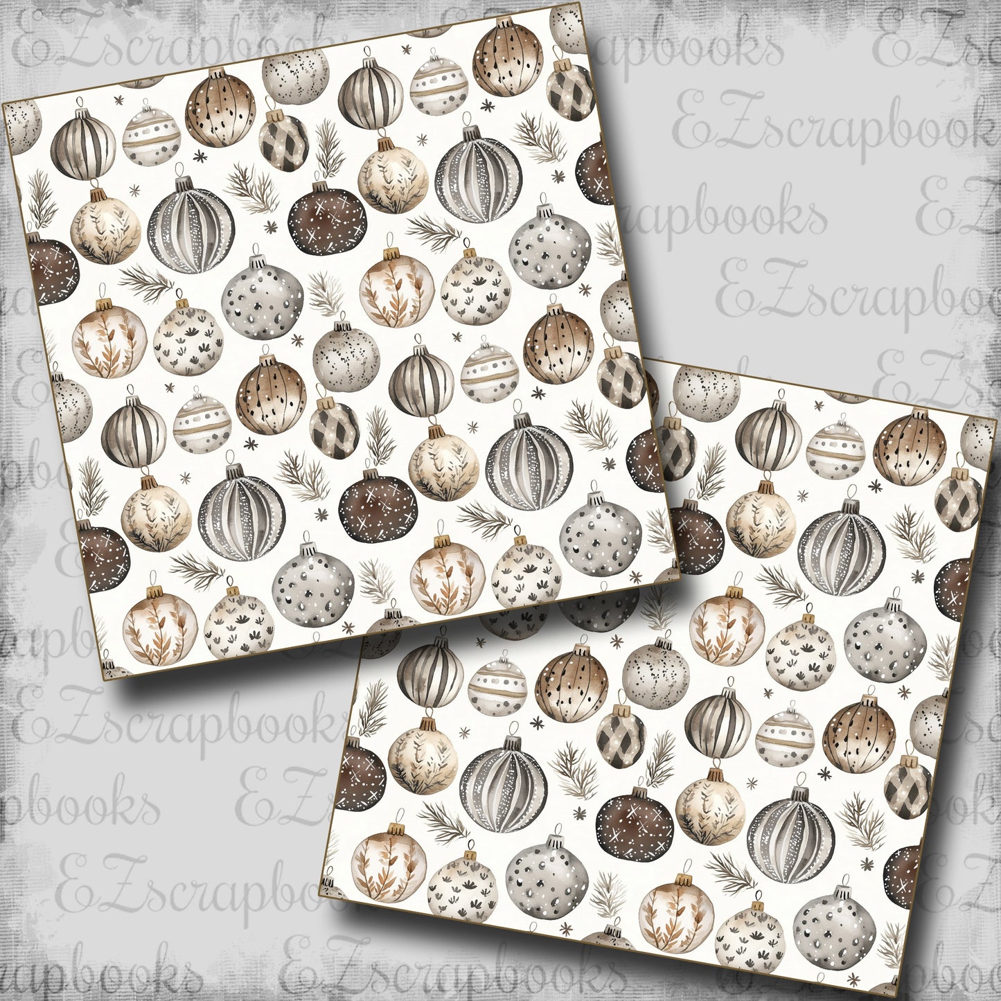 Rustic Christmas Ornaments  - Scrapbook Papers - 24-897