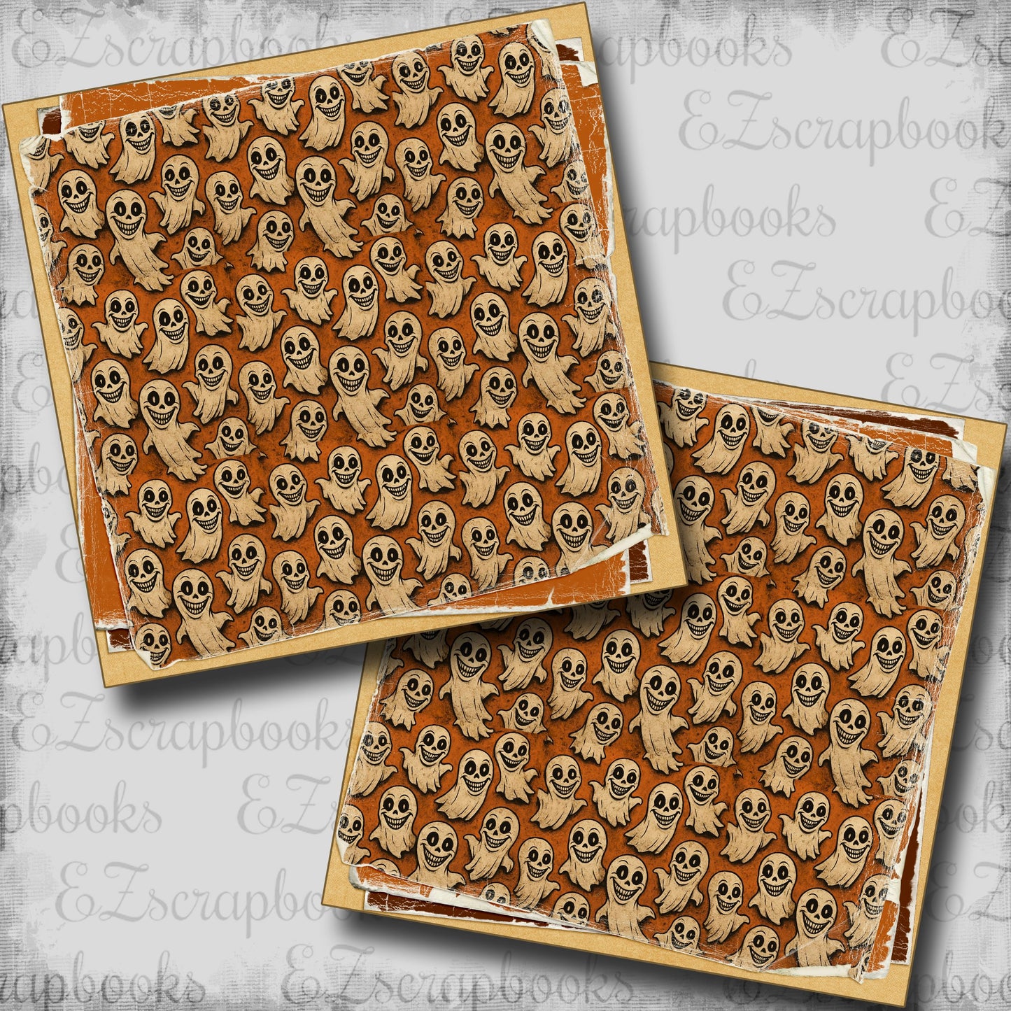 Retro Halloween Ghosts NPM - Scrapbook Layout - 25-859