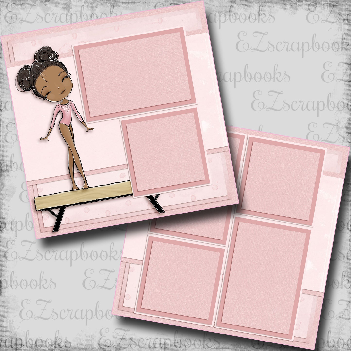 Gymnastics Balance Beam African American - Scrapbook Layout - 24-618