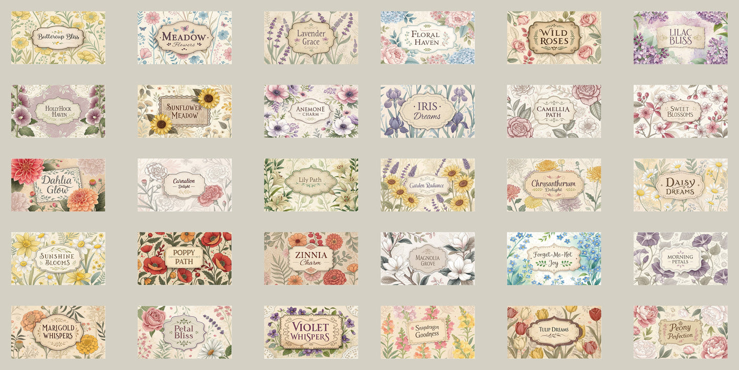 Garden Flowers Phrases - Clip Art Sheets CAS - 25-293