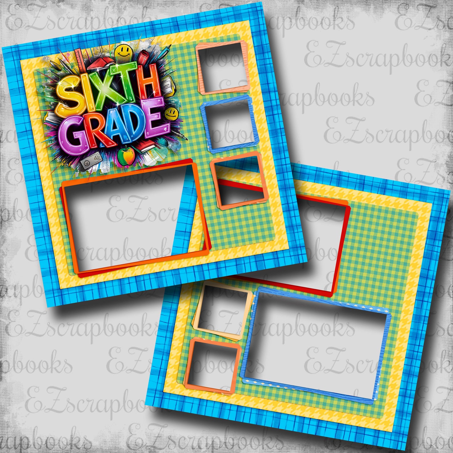 Sixth Grade Boy - EZ Digital Scrapbook Pages - INSTANT DOWNLOAD