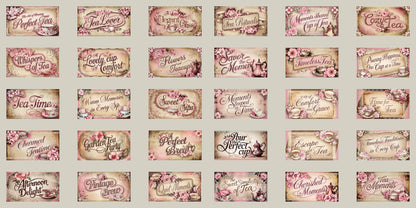 Floral Tea Time Phrases - Clip Art Sheets CAS - 25-292