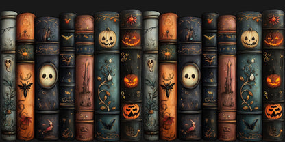 Spooky Bookspines Faces - Scrapbook Papers - 25-804