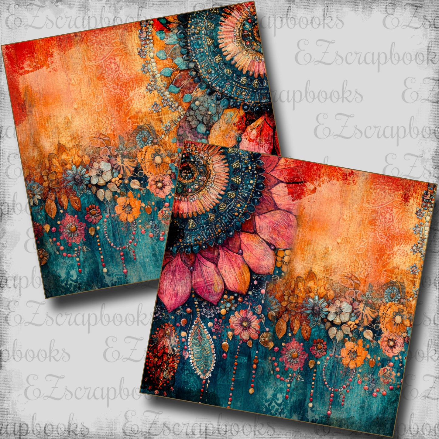 Boho Summer Pink Petals NPM - Scrapbook Layout - 25-436