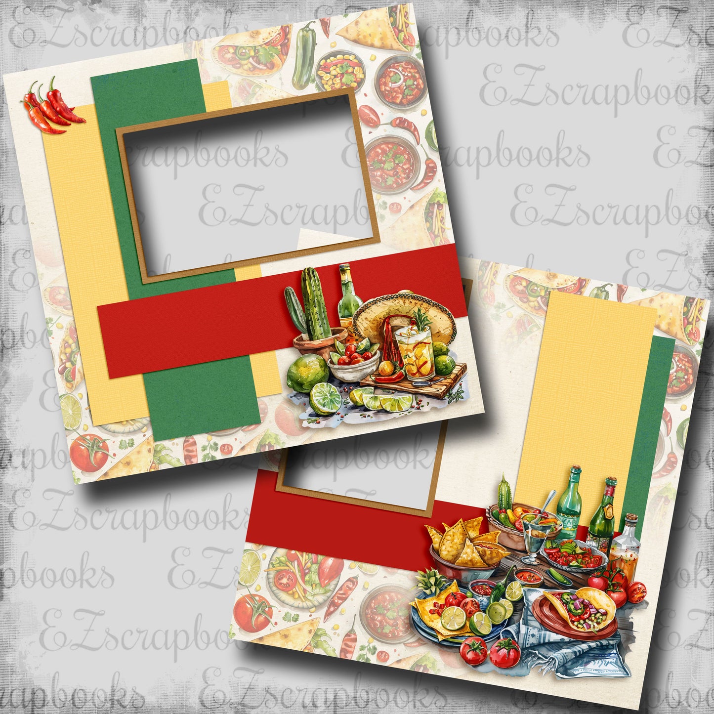 Cinco de Mayo Meal - EZ Digital Scrapbook Pages - INSTANT DOWNLOAD