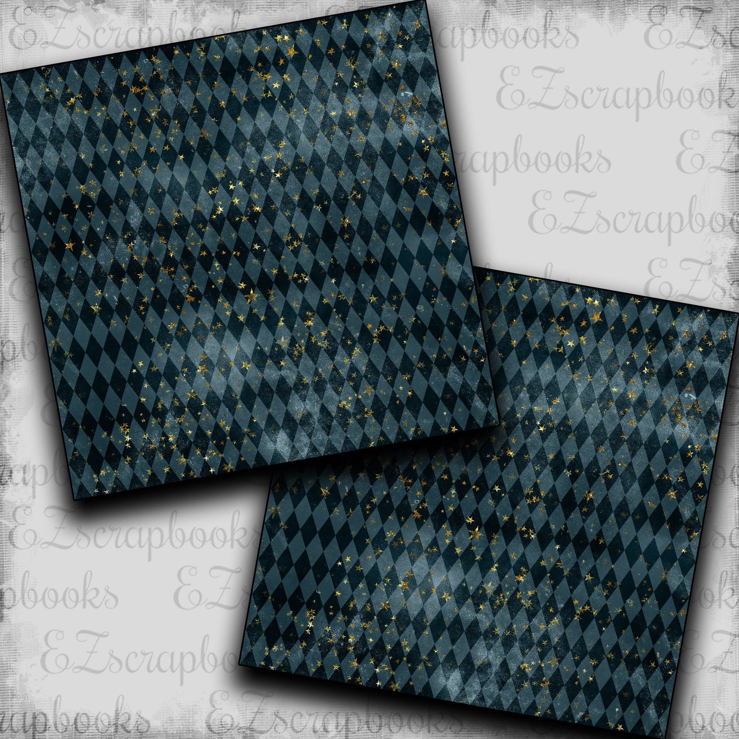 Midnight Circus Teal Diamonds - Scrapbook Papers - 23-497