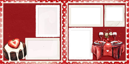 Valentine Dinner - EZ Digital Scrapbook Pages - INSTANT DOWNLOAD