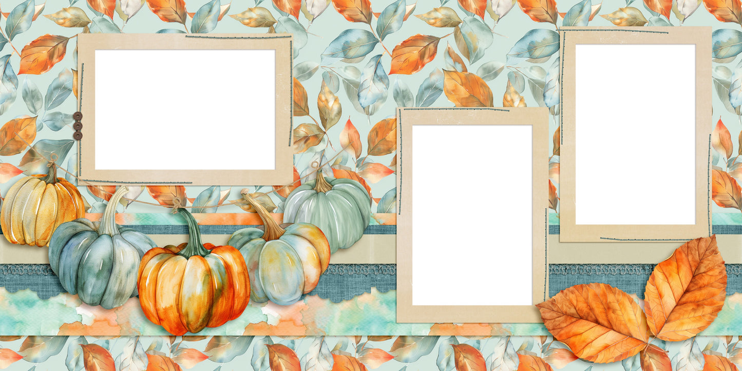 Pumpkins & Leaves - EZ Digital Scrapbook Pages - INSTANT DOWNLOAD