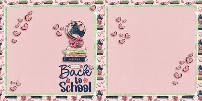 Back to School Pink NPM - Set of 5 Double Page Scrapbook Layouts - 1999