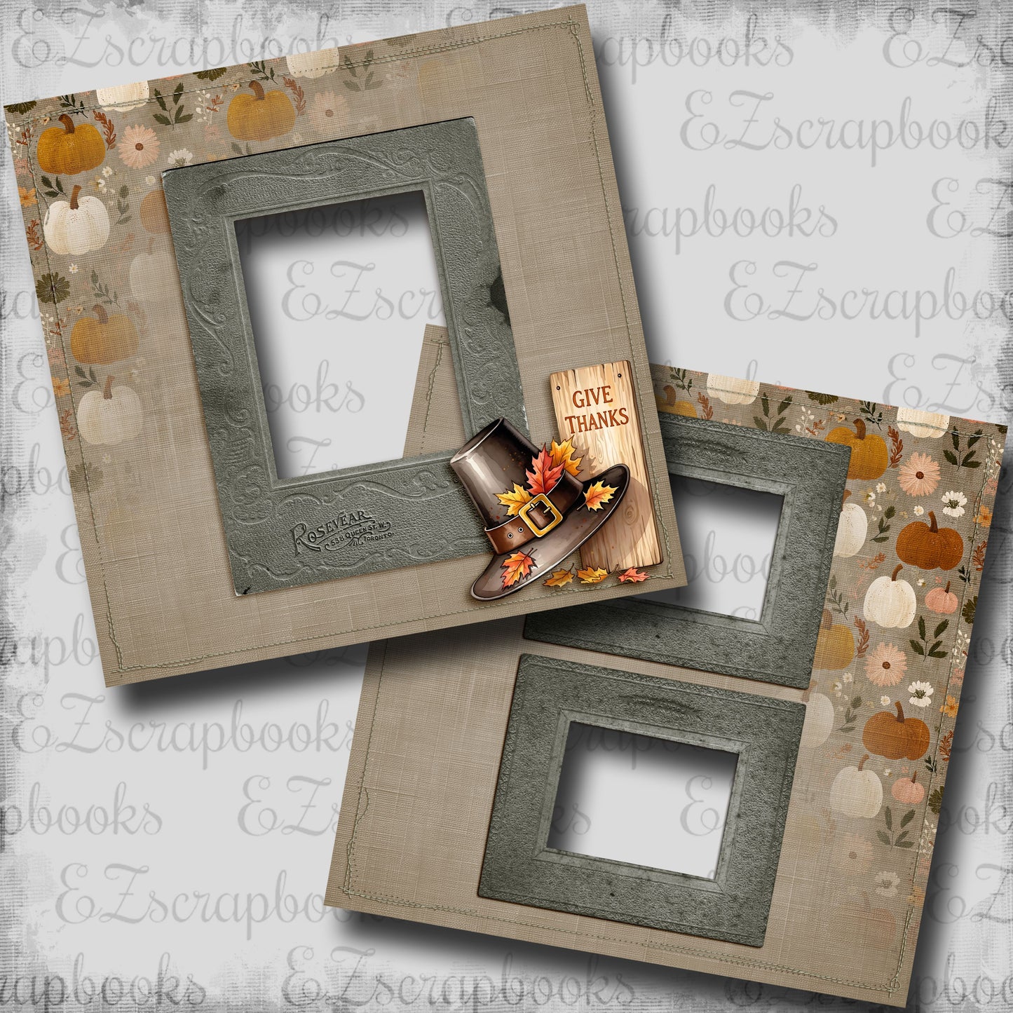 Give Thanks Pilgrim Hat - EZ Digital Scrapbook Quick Page Layout - INSTANT DOWNLOAD