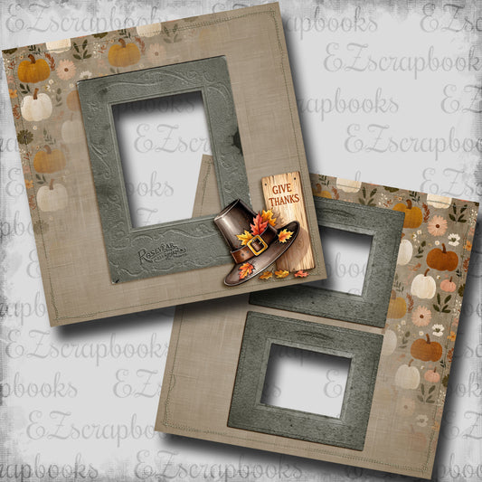 Give Thanks Pilgrim Hat - EZ Digital Scrapbook Quick Page Layout - INSTANT DOWNLOAD