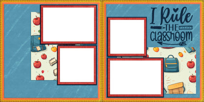 Rule the Classroom Blue - EZ Digital Scrapbook Pages - INSTANT DOWNLOAD