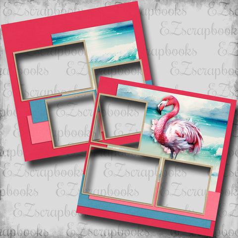 Beach Flamingo - EZ Digital Scrapbook Pages - INSTANT DOWNLOAD