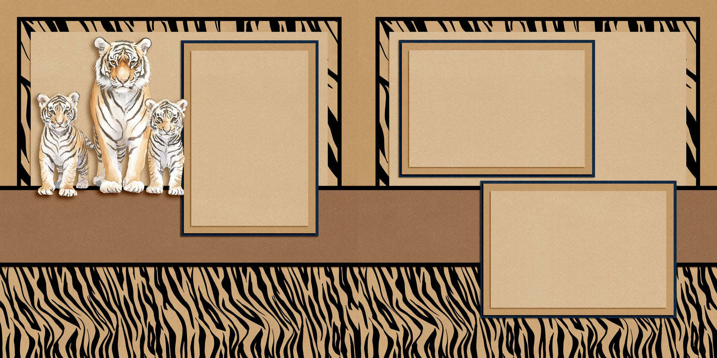 Jungle Animals - Set of 5 Double Page Scrapbook Layouts - 25-1044
