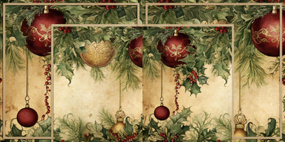 Christmas Ornaments Background Pages - Set of 5 Double Page Layouts - 1854