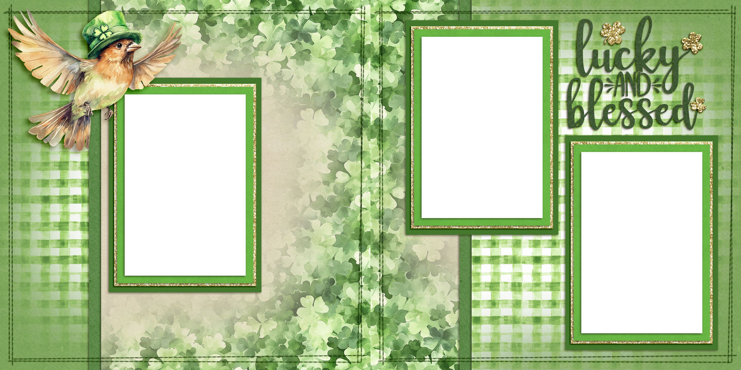 Lucky & Blessed Birdie - EZ Digital Scrapbook Pages - INSTANT DOWNLOAD