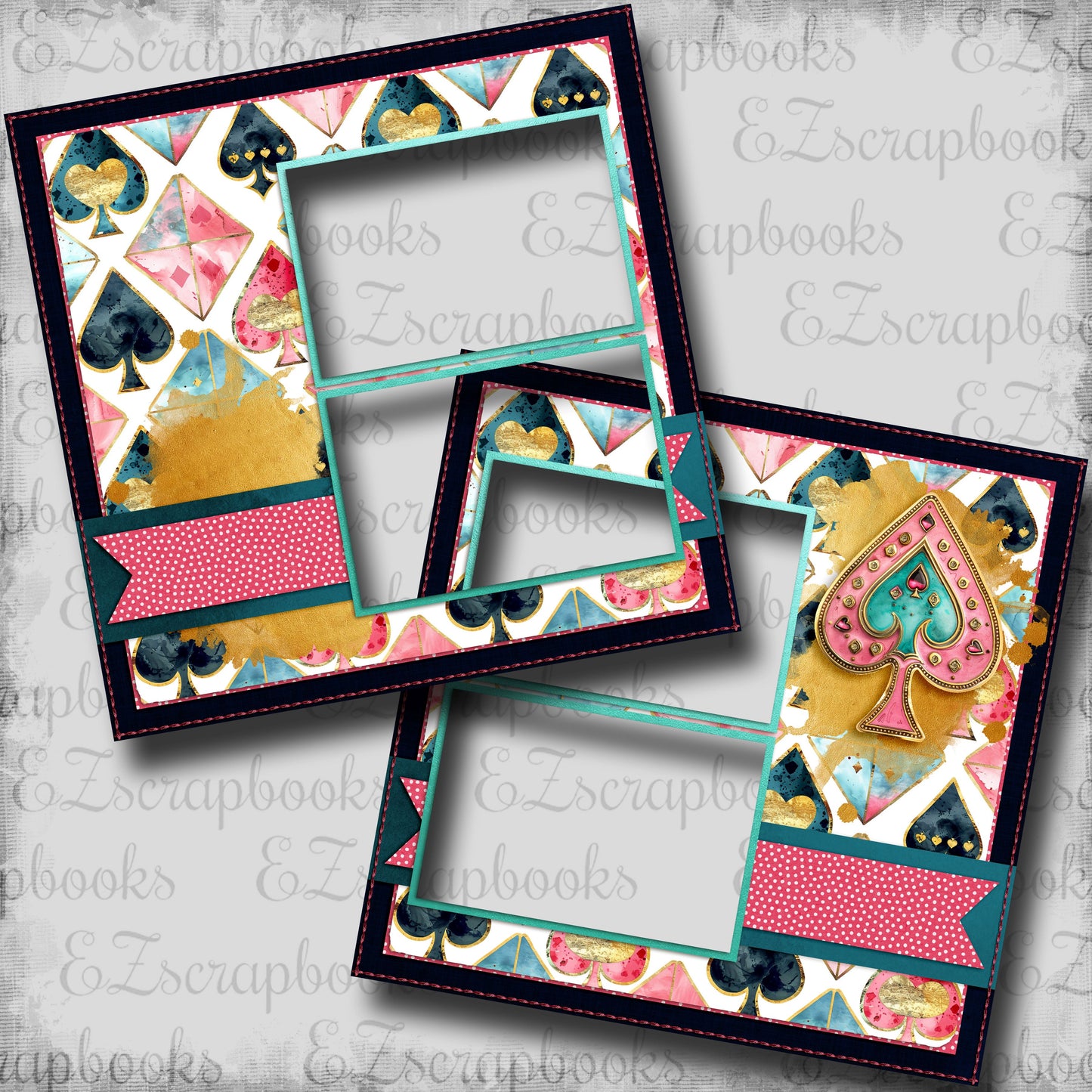 Pink Spade Vegas - EZ Digital Scrapbook Pages - INSTANT DOWNLOAD