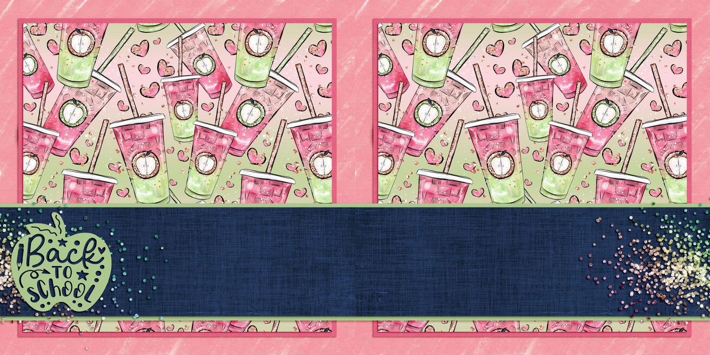 Back to School Pink EZ Background Pages -  Digital Bundle - 10 Digital Scrapbook Pages - INSTANT DOWNLOAD