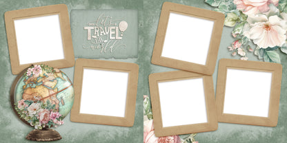 Girly Travel Globe - Vacation - EZ Digital Scrapbook Pages - INSTANT DOWNLOAD