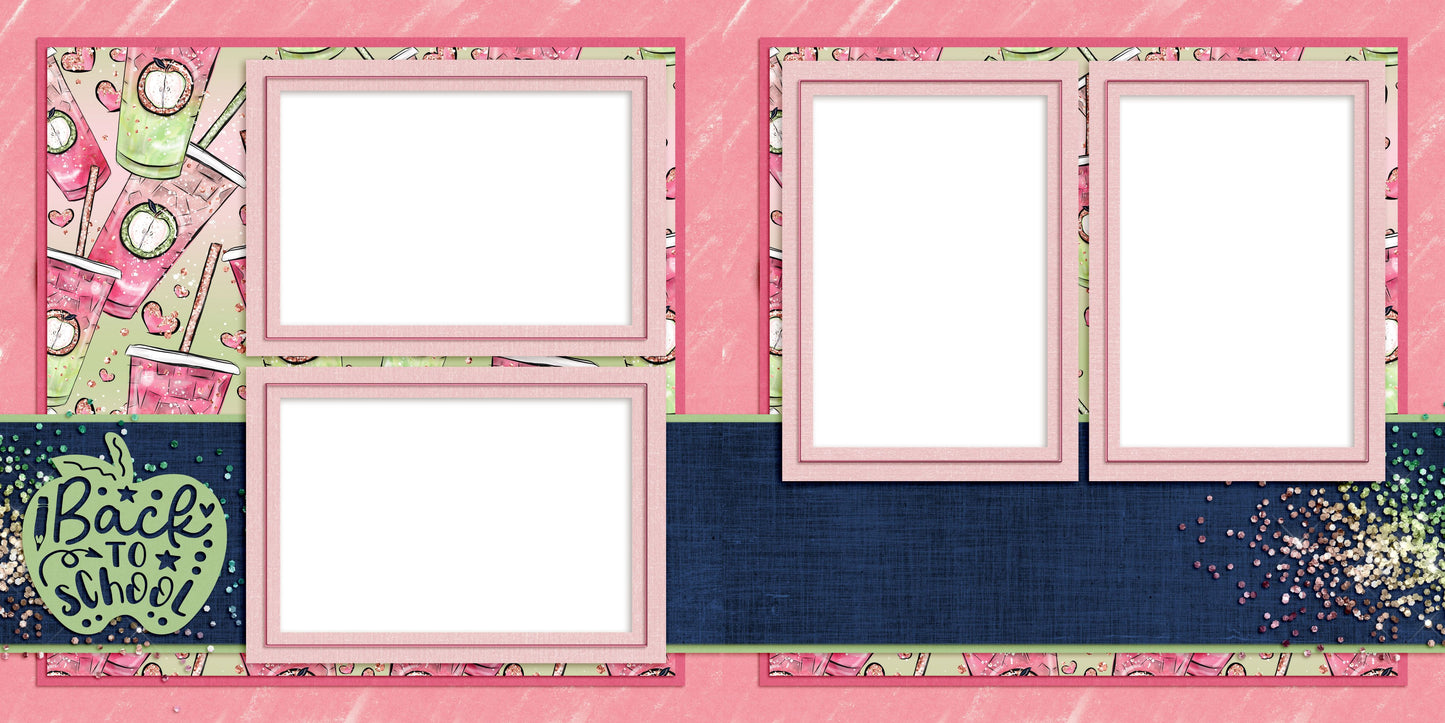 Back to School Pink EZ Quick Pages -  Digital Bundle - 10 Digital Scrapbook Pages - INSTANT DOWNLOAD