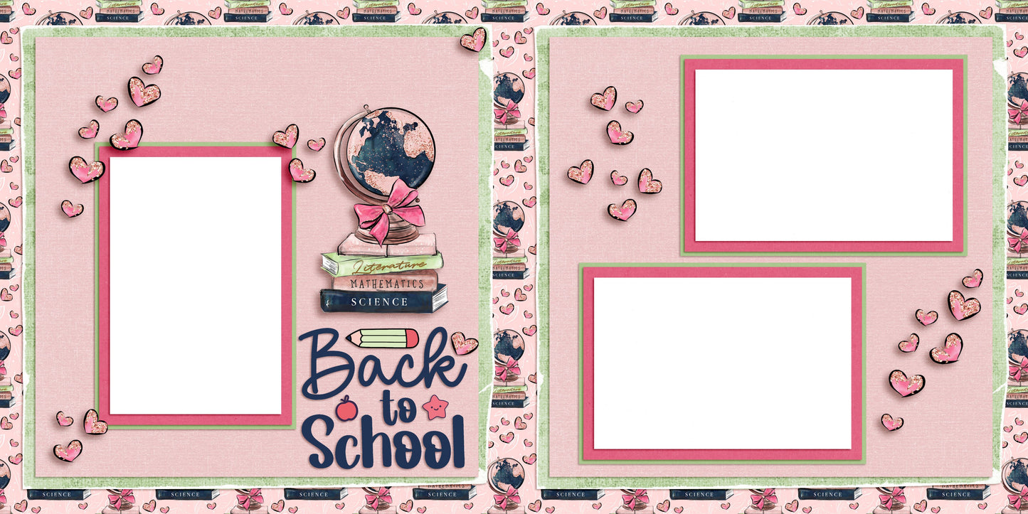 Back to School Pink - EZ Digital Scrapbook Pages - INSTANT DOWNLOAD