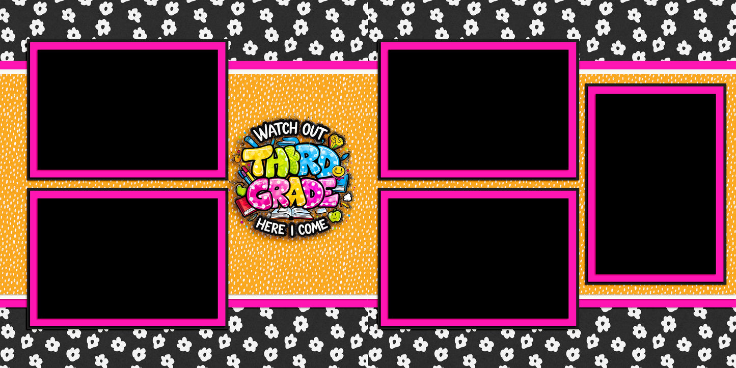 Back to School Girl Collection 1 - Set of 5 Double Page Scrapbook Layouts - 25-1086