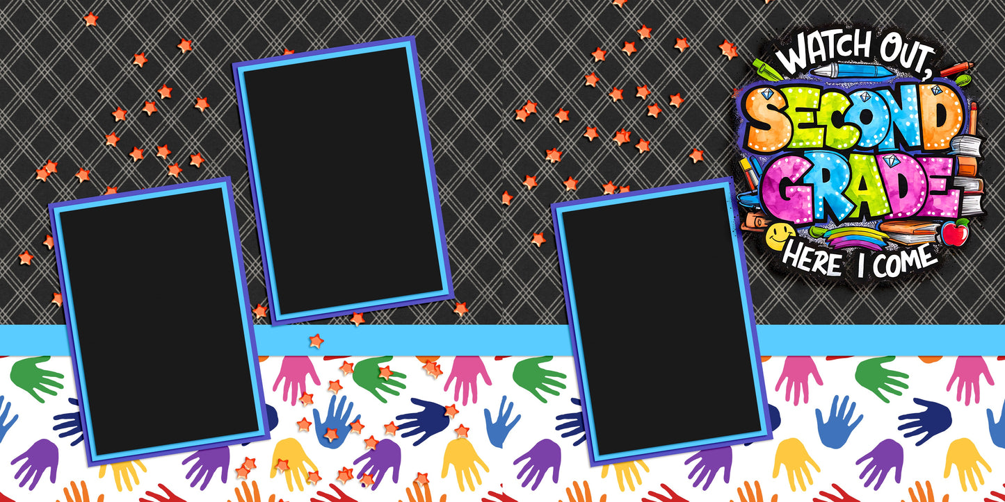 Back to School Boy Collection 1 - Set of 5 Double Page Scrapbook Layouts - 25-1066