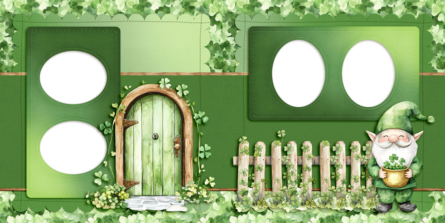 Lucky Cottage Gnome - EZ Digital Scrapbook Pages - INSTANT DOWNLOAD