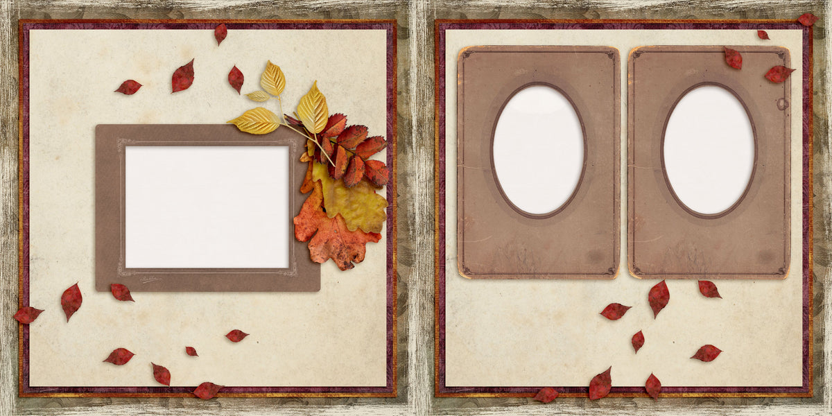 Falling Leaves Masculine - EZ Digital Scrapbook Pages - INSTANT DOWNLOAD