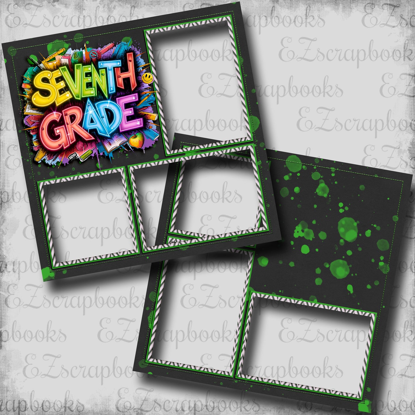 Seventh Grade Boy - EZ Digital Scrapbook Pages - INSTANT DOWNLOAD