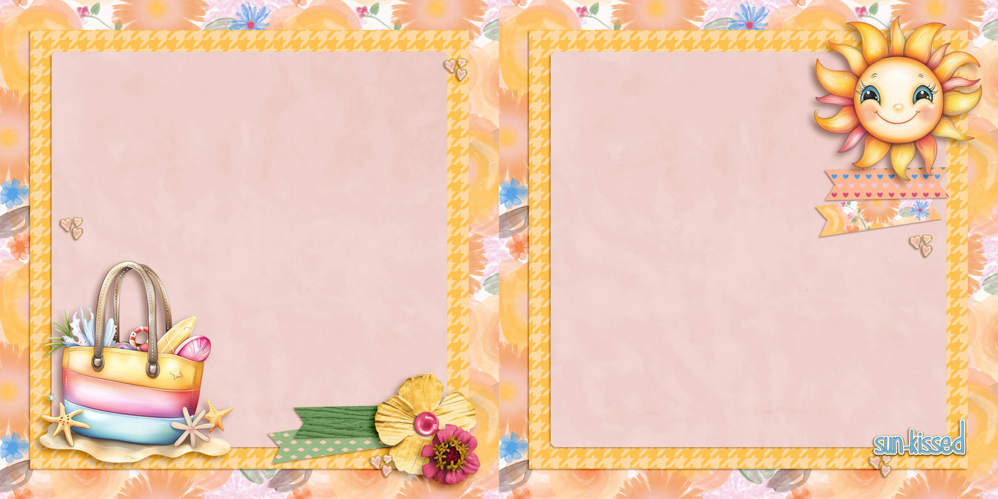 Summer Happiness EZ Background Pages -  Digital Bundle - 10 Digital Scrapbook Pages - INSTANT DOWNLOAD