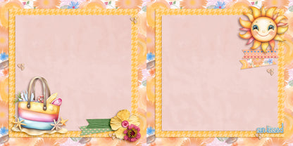 Summer Happiness EZ Background Pages -  Digital Bundle - 10 Digital Scrapbook Pages - INSTANT DOWNLOAD