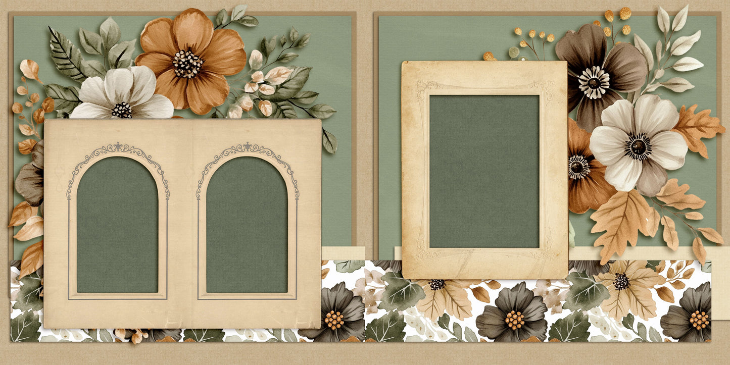 Autumn Gallery Flowers - Scrapbook Layout - 25-812
