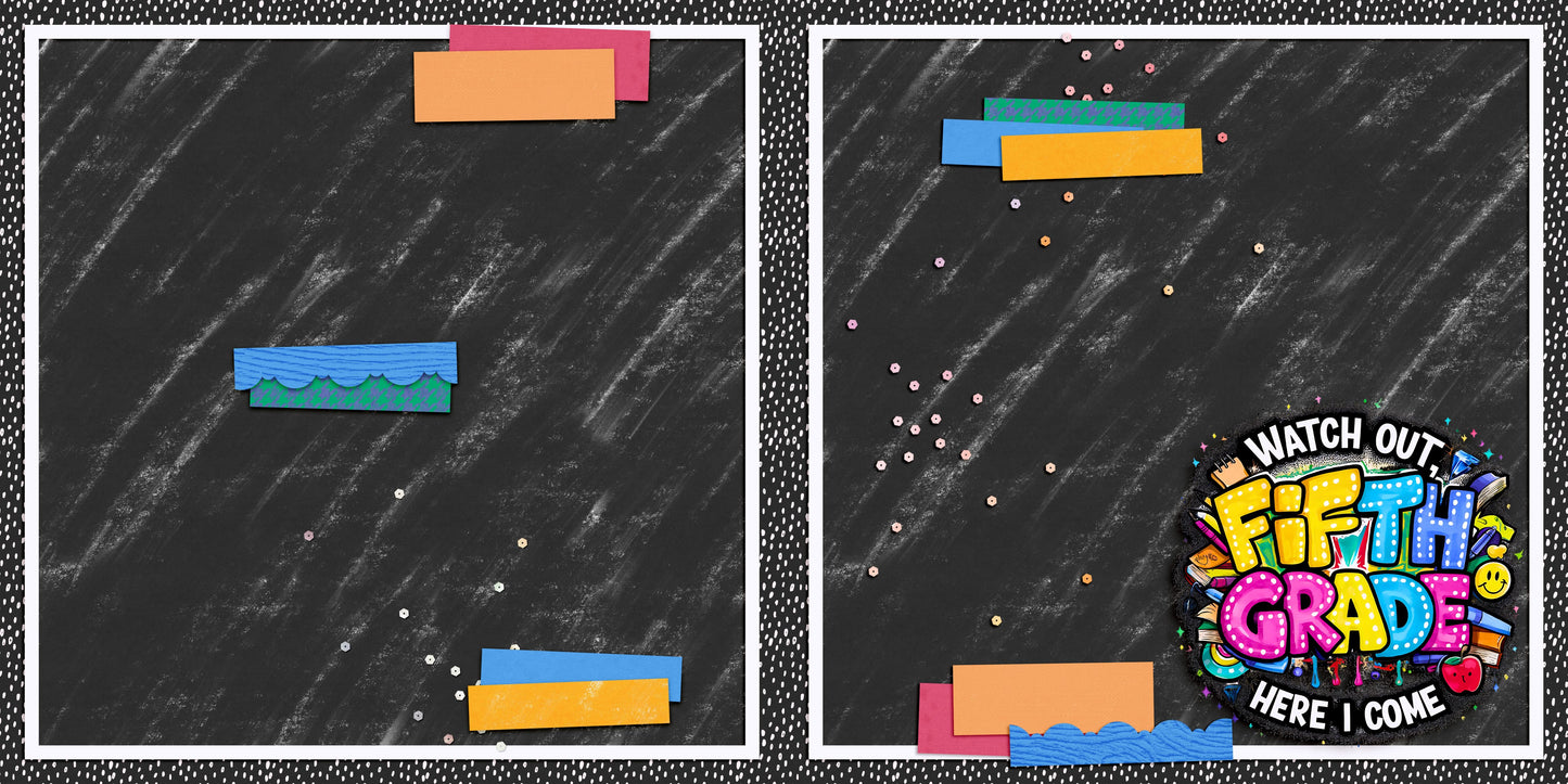 Back to School Girl Collection 2 EZ Background Pages -  Digital Bundle - 10 Digital Scrapbook Pages - INSTANT DOWNLOAD