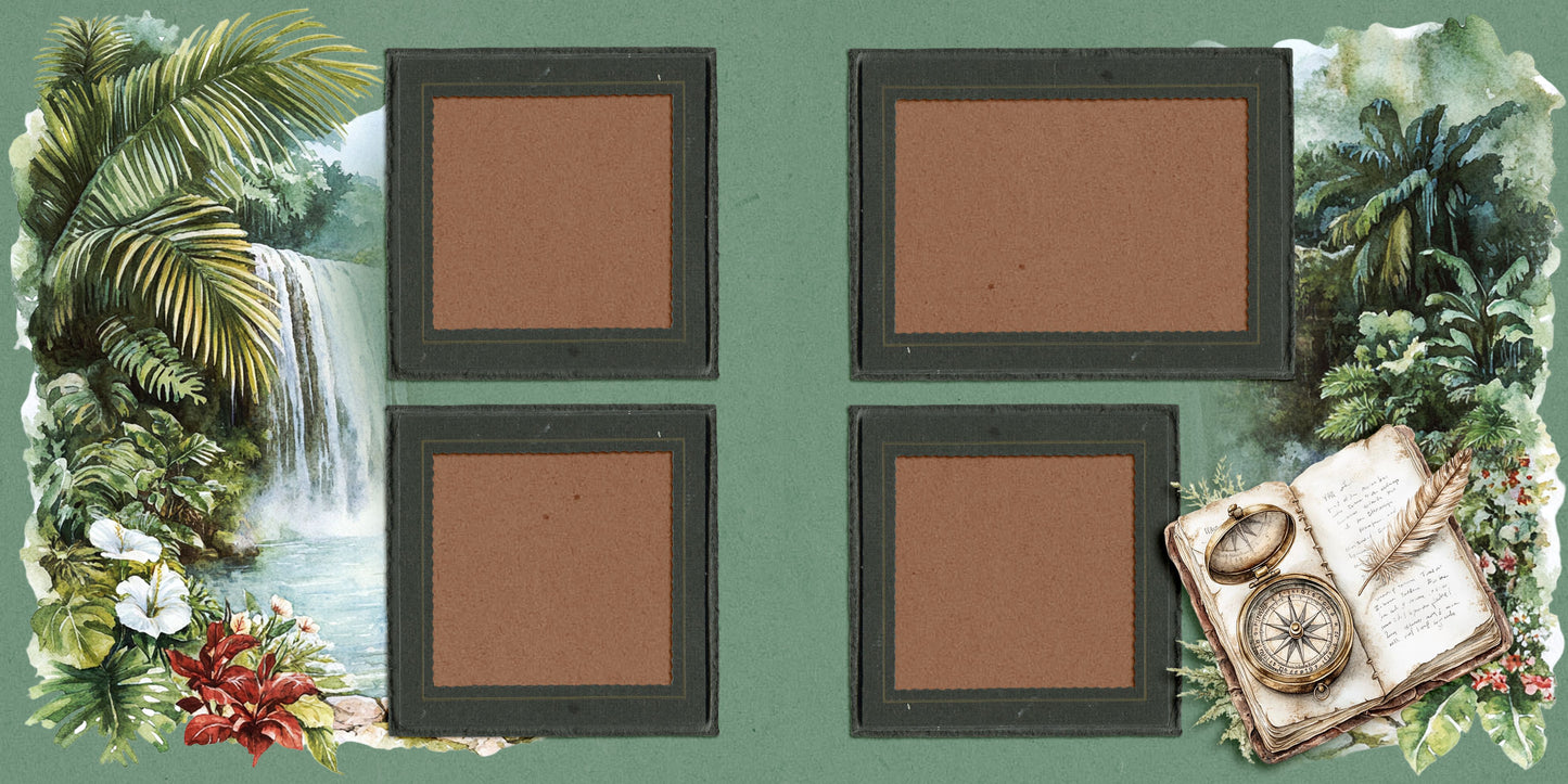 Jungle Safari Waterfall - Scrapbook Layout - 25-574