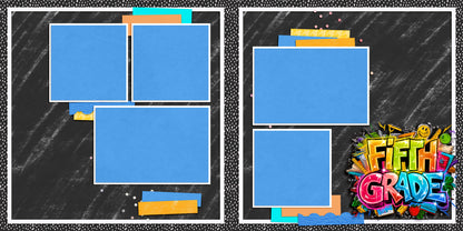 Back to School Boy Collection 2 - Set of 5 Double Page Scrapbook Layouts - 25-1068