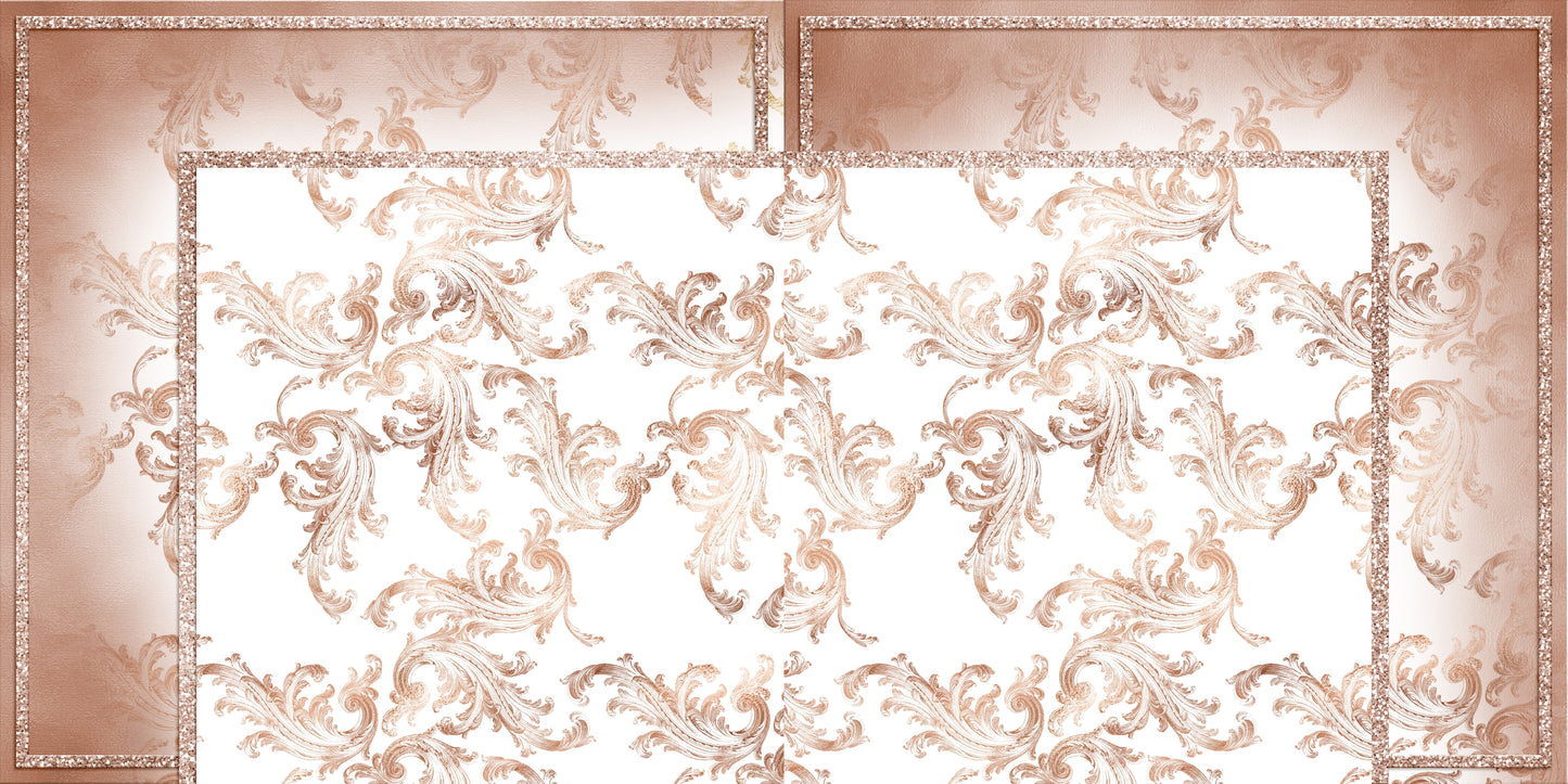 Rose Gold Christmas Flourish White NPM - 23-880