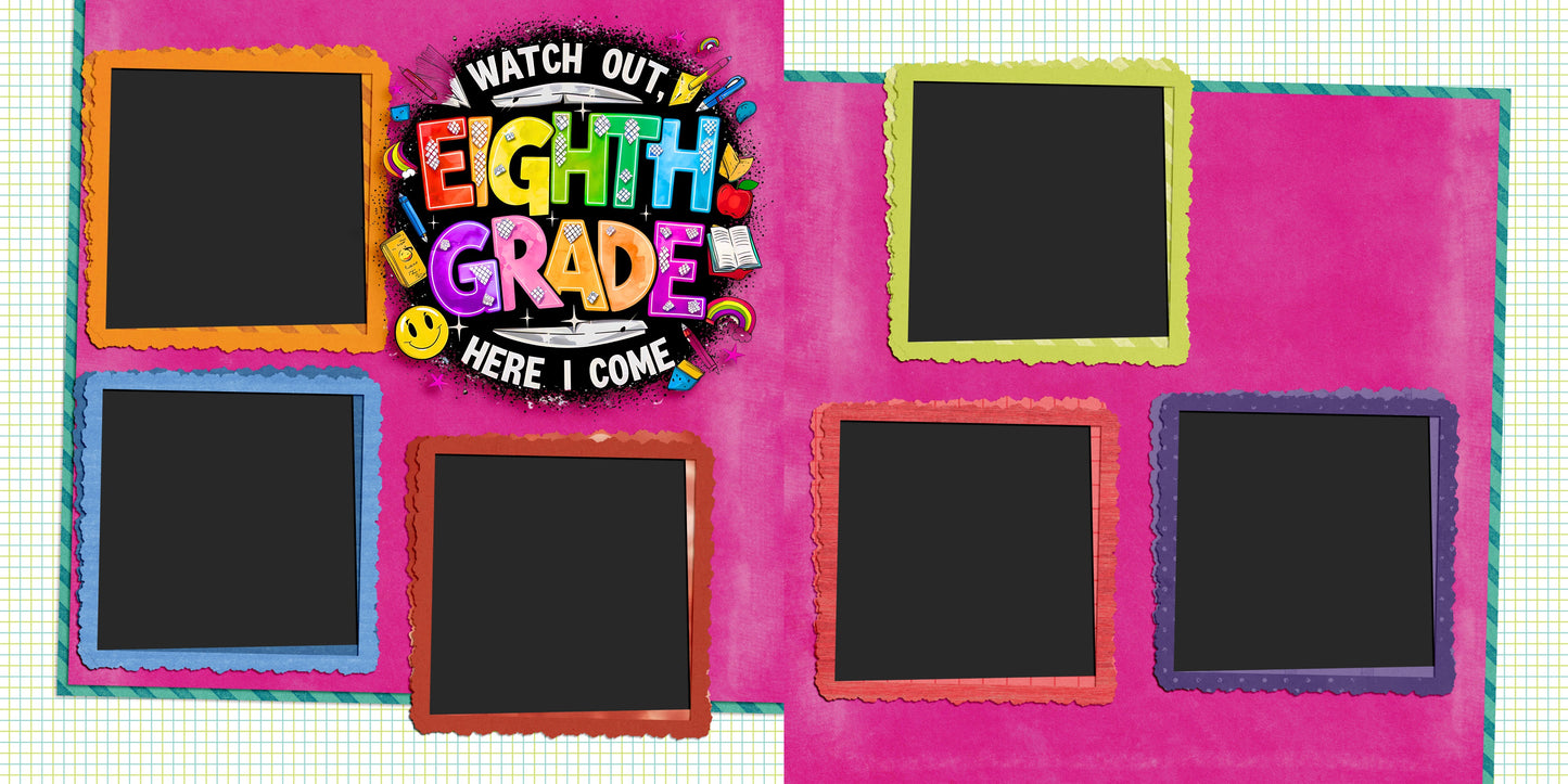 Back to School Girl Collection 2 - Set of 5 Double Page Scrapbook Layouts - 25-1088