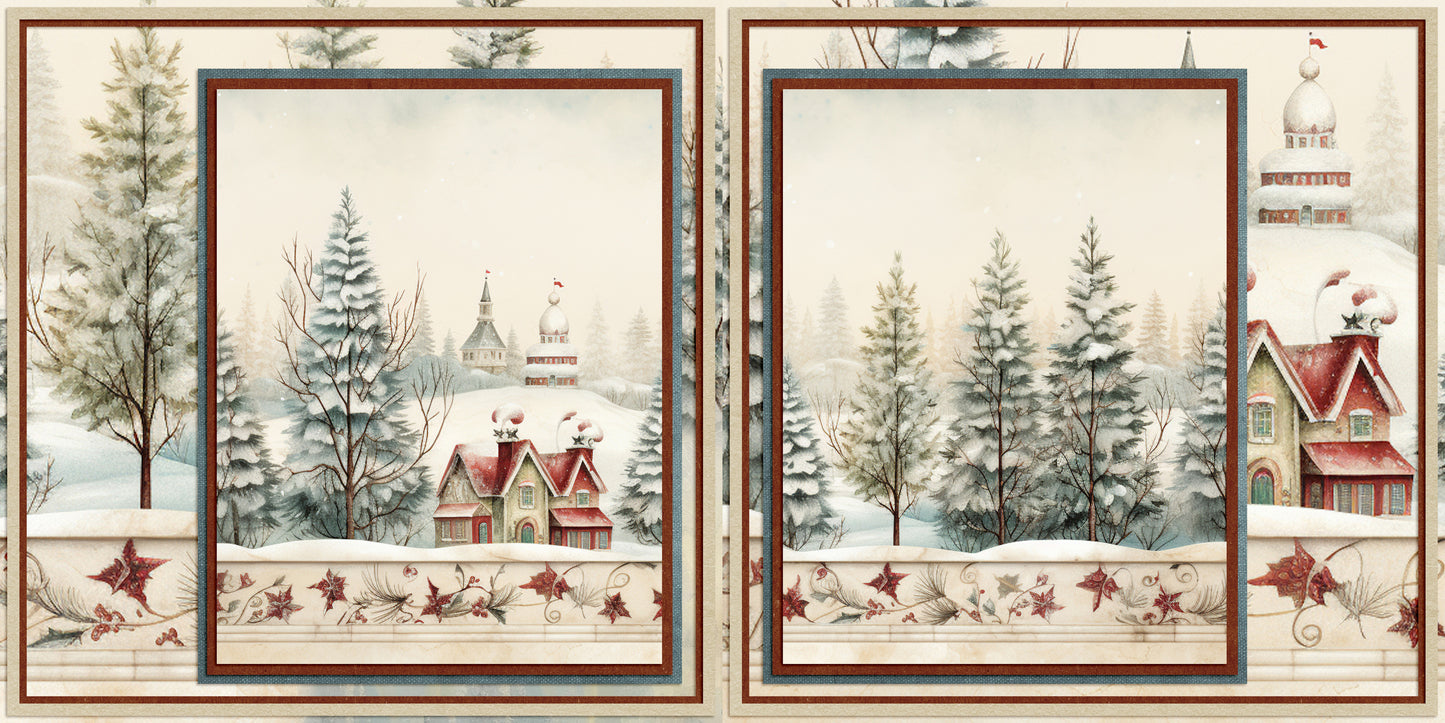 Christmas Village - Set of 5 Double Page Layouts - 1865
