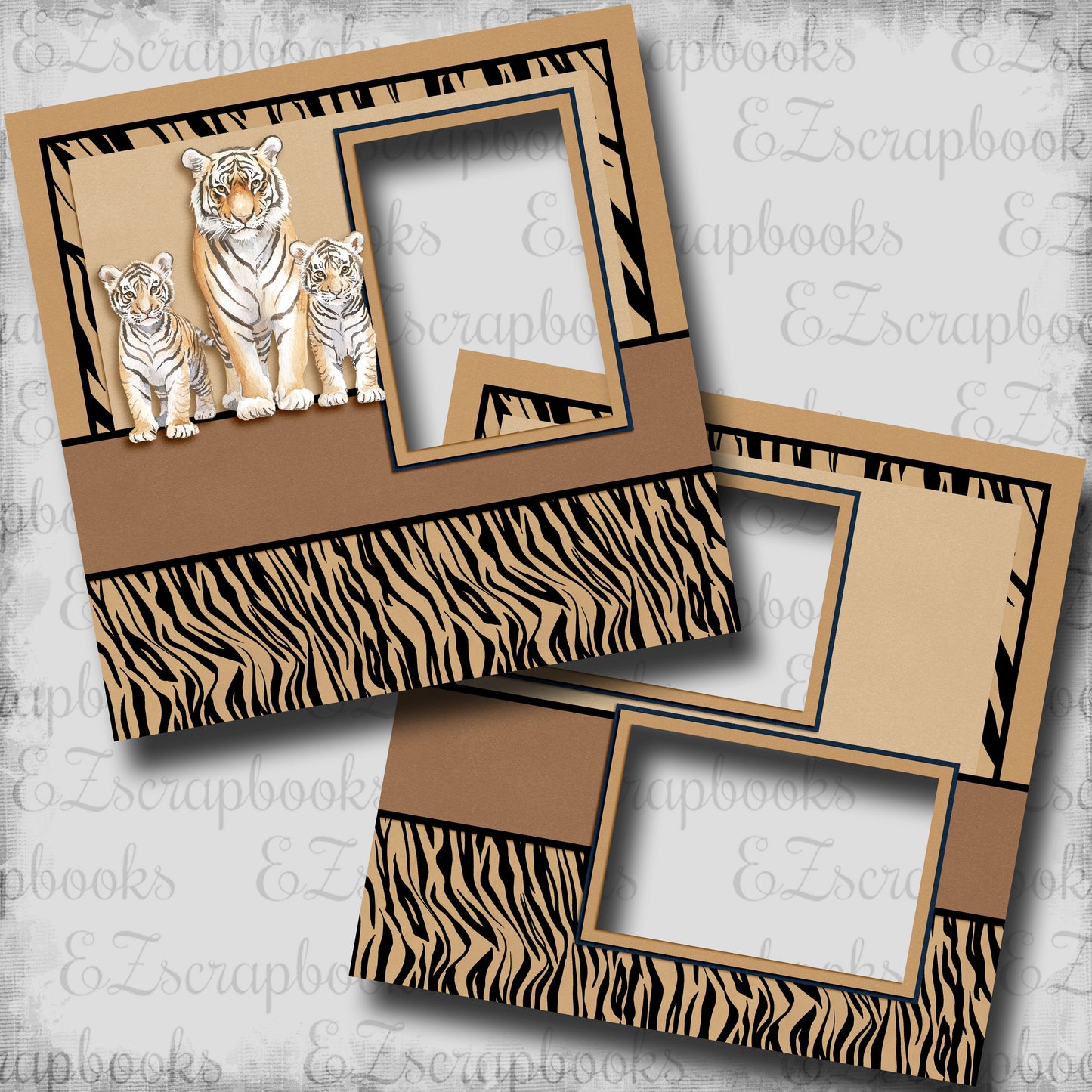 Jungle Tigers - EZ Digital Scrapbook Pages - INSTANT DOWNLOAD